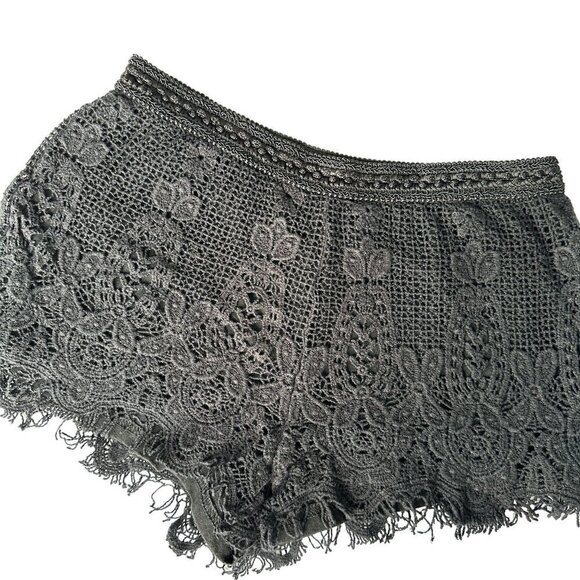 FIRE LOS ANGELES BOHEMIAN STYLE CROCHET SHORT SHORTS IN BLACK SZ S 100% COTTON - Picture 7 of 16